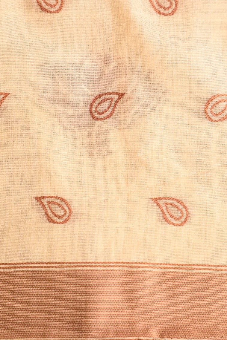 Sandollar Yellow Linen Saree Without Zari With Floral Patterns view 3