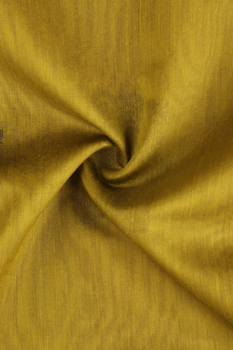 Olive Green Silk Cotton Sarees with Antic Zari Flower Mottif view 4