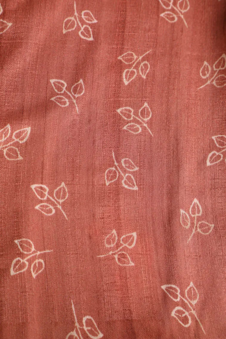 Peach Pink Semi Tussar Silk Without Zari With Geometric Shapes view 3