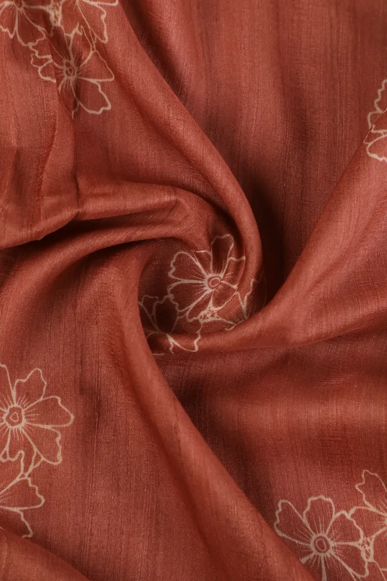 Peach Pink Semi Tussar Silk Without Zari With Geometric Shapes view 4