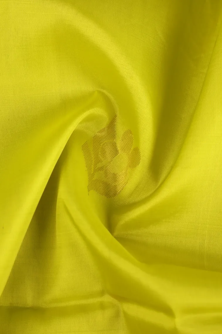 Lime Green Soft Silk Saree with Gold Zari Buttis (small Dots Or Motifs) view 4