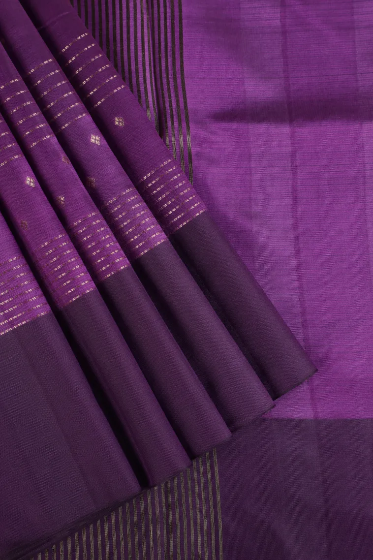 Viola Purple Soft Silk Sarees with Gold Zari Straipes And Puttas
