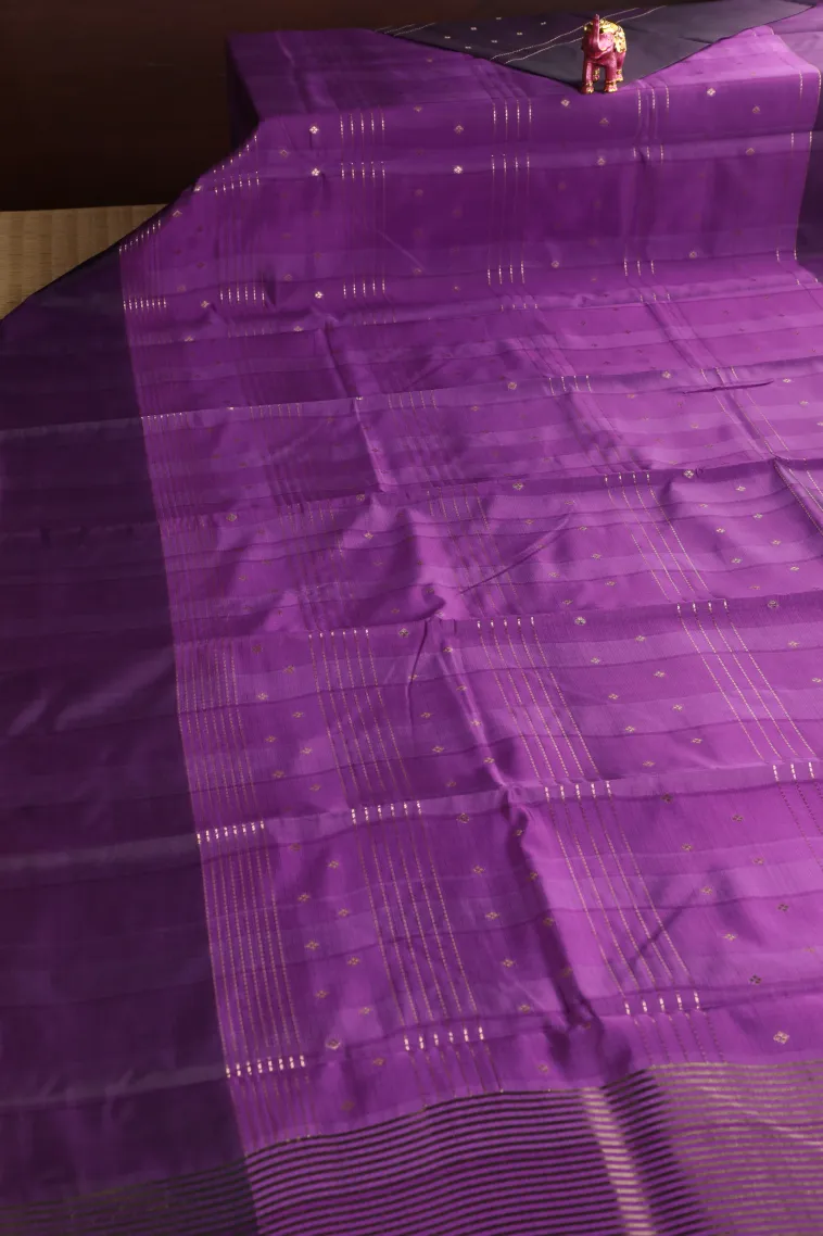 Viola Purple Soft Silk Sarees with Gold Zari Straipes And Puttas view 2