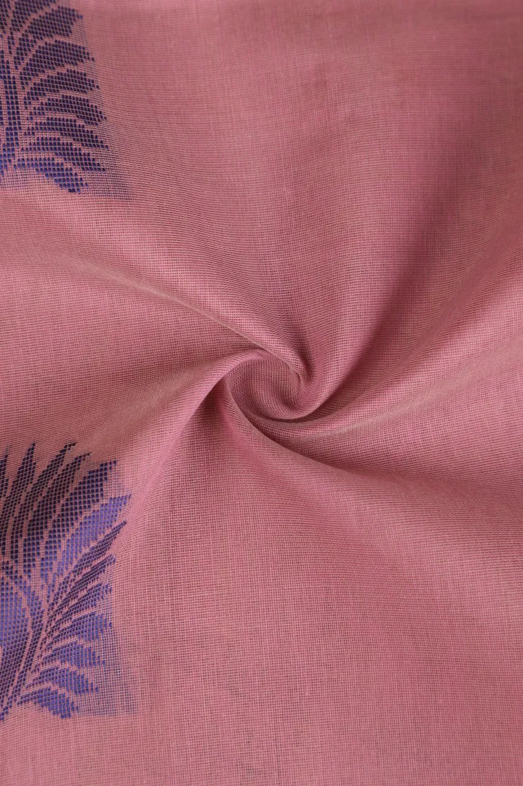 Crepe Pink Silk Cotton Without Zari With Flower Mottif view 4