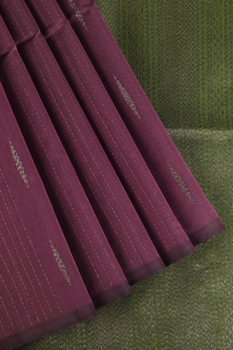 Jam Purple Silk Cotton Sarees with Antic Zari Straipes And Puttas