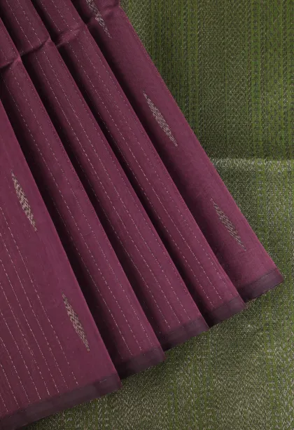 Jam Purple Silk Cotton Sarees with Antic Zari Straipes And Puttas