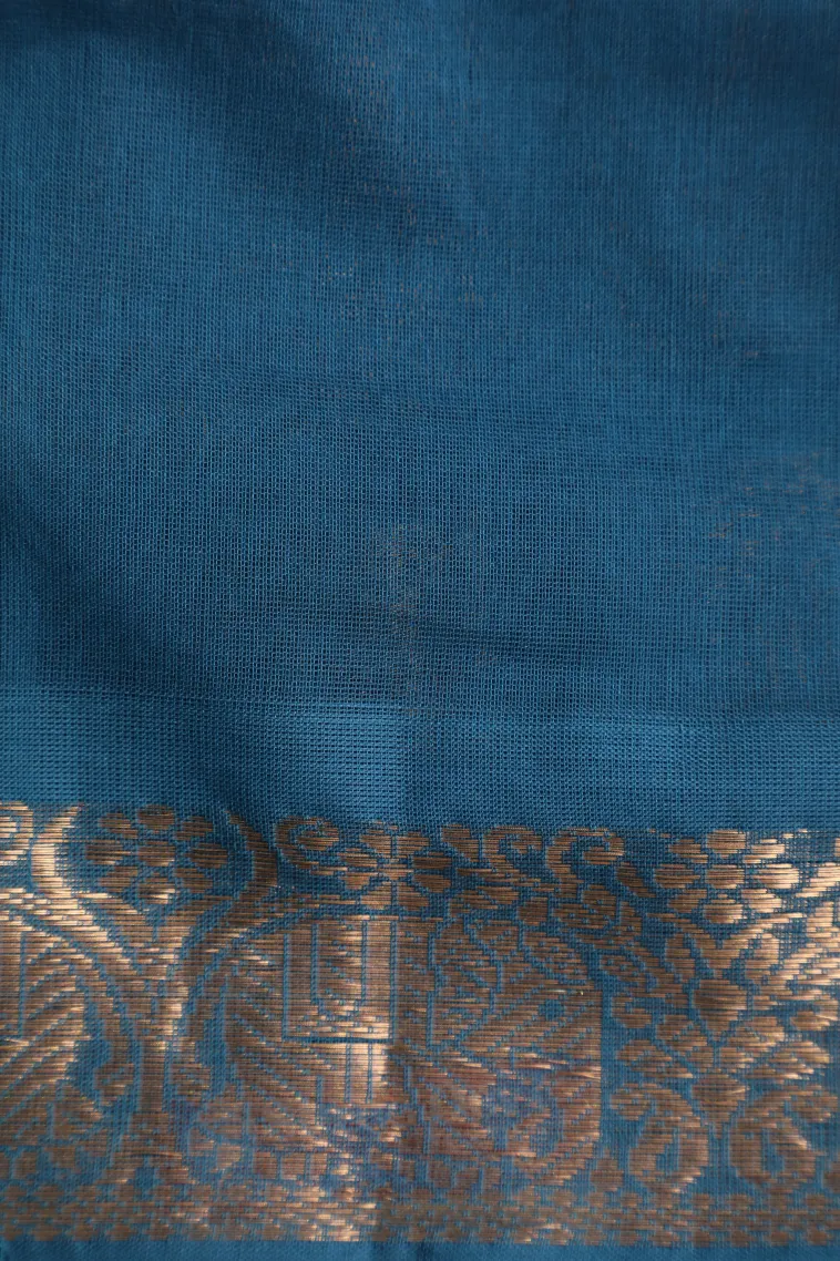 Rose Pink Pure Handloom Kovai Cotton with Gold Zari Elephant Motif view 3