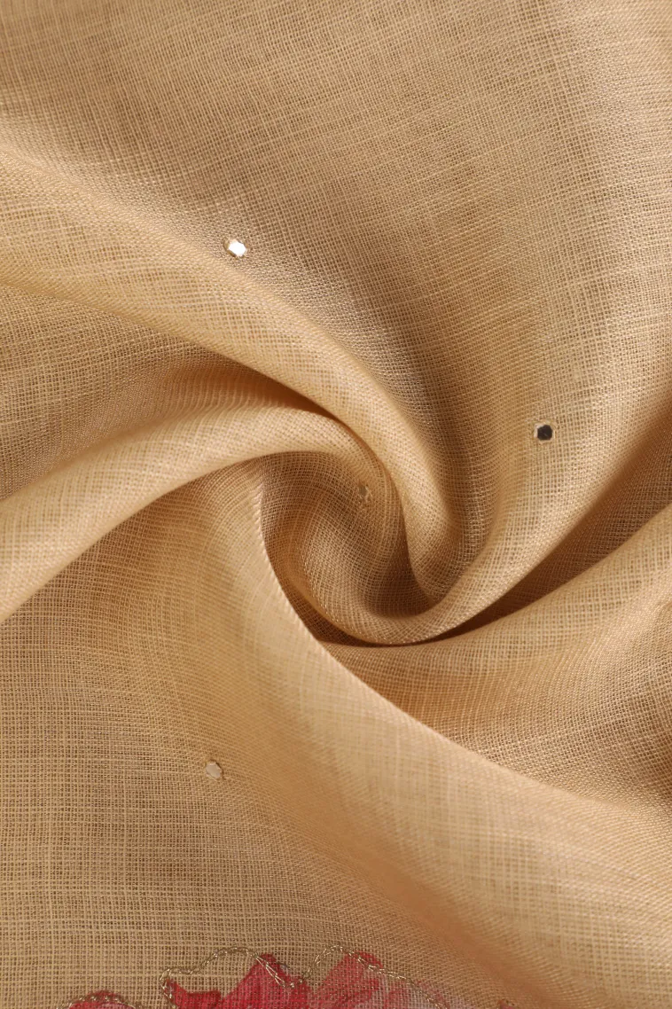Cookie Yellow Tissue Silk Sarees with Thread Zari Plain view 4