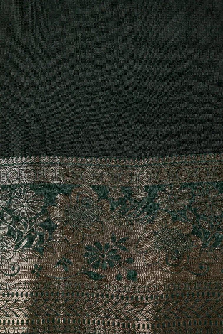 Granite Black Soft Silk Saree with Gold Zari Mango Puttas view 3