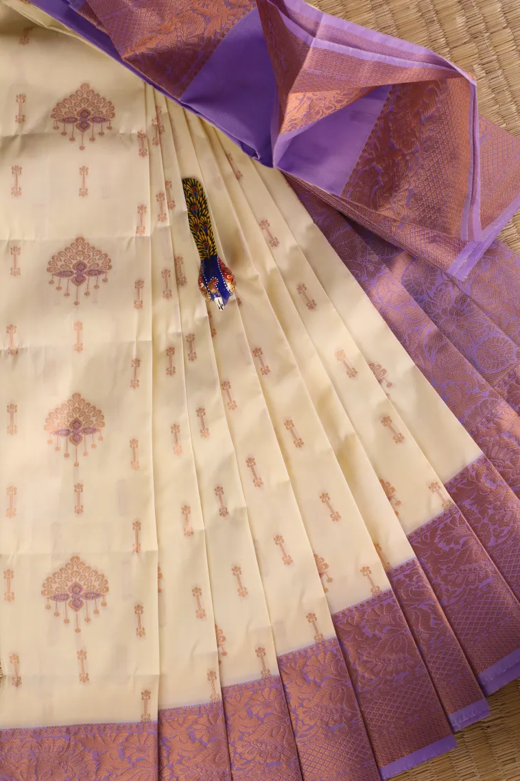 Sandollar Yellow Visiri Madippu Silk Sarees with Copper Zari Straipes And Puttas