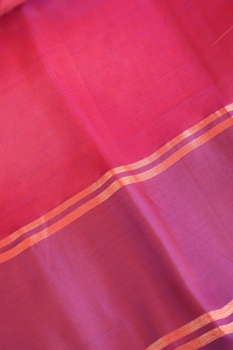 Salmon Pink Soft Silk Saree with Gold Zari Checks And Puttas view 3