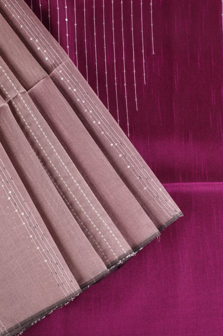 Crepe Pink Jute Sarees with Thread Zari Stripes