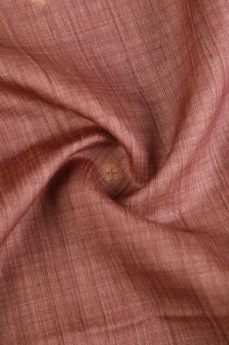 Salmon Pink Semi Tussar Silk with Gold Zari Buttis (small Dots Or Motifs) view 4