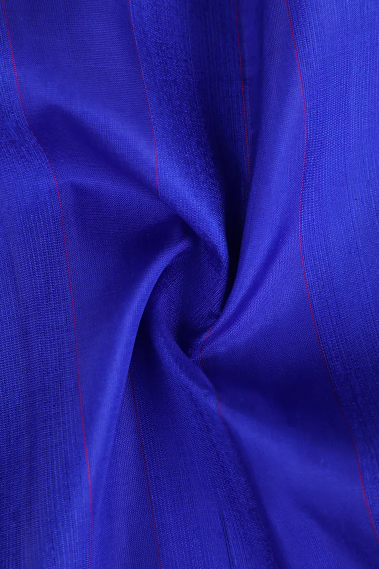 Cobalt Blue Soft Silk Saree Without Zari With Stripes view 4