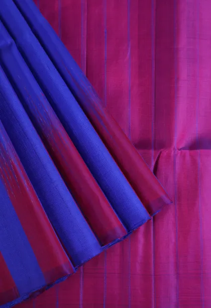 Cobalt Blue Soft Silk Saree Without Zari With Stripes