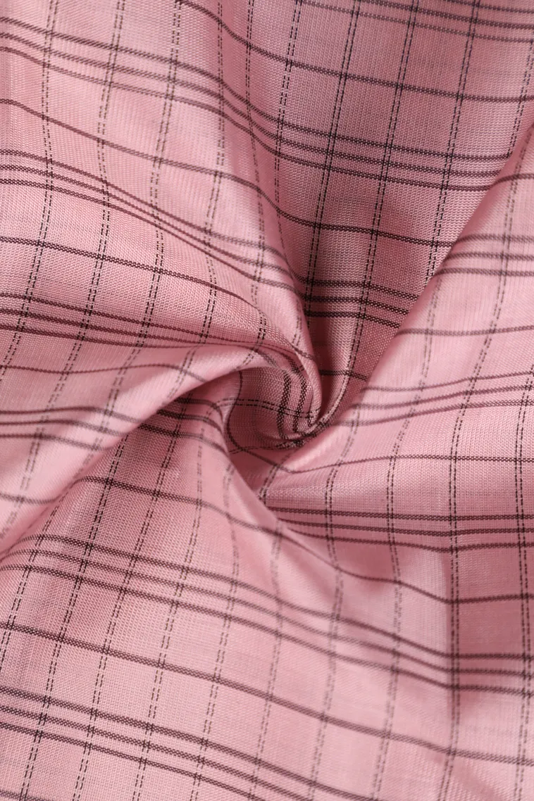 Rose Pink Soft Silk Saree with Gold And Silver Zari Checks view 4