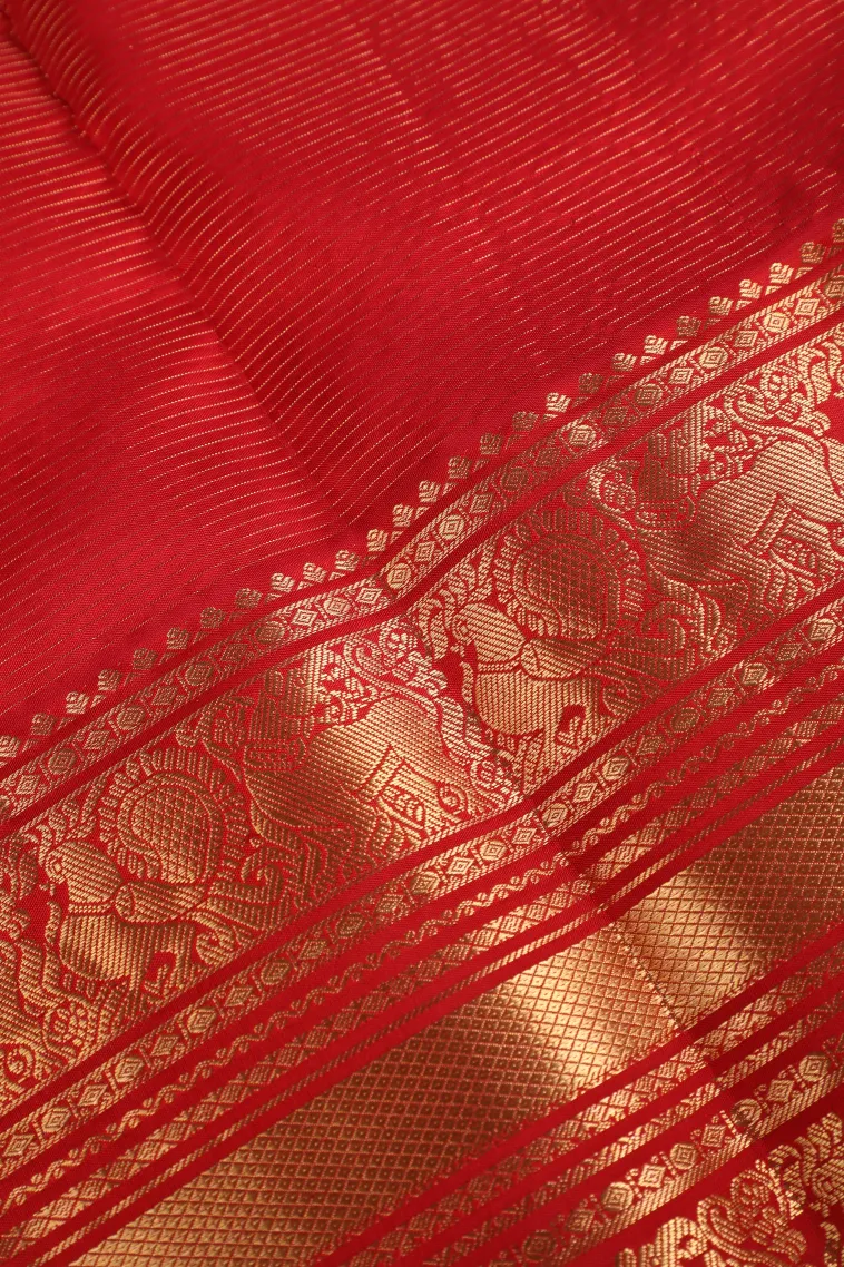 Carrot Orange Soft Silk Saree with Gold Zari Checks And Puttas view 3