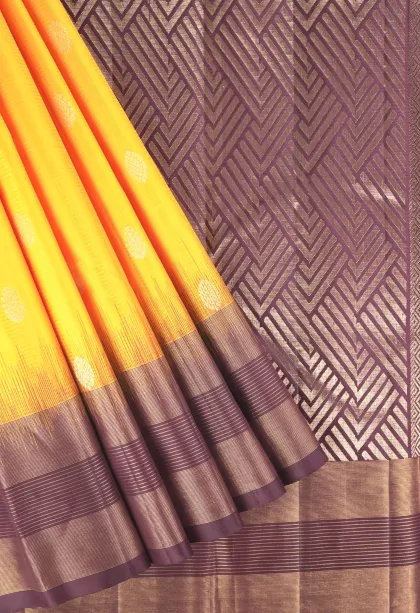 Lemon Yellow Soft Silk Saree with Gold Zari Buttis (small Dots Or Motifs)