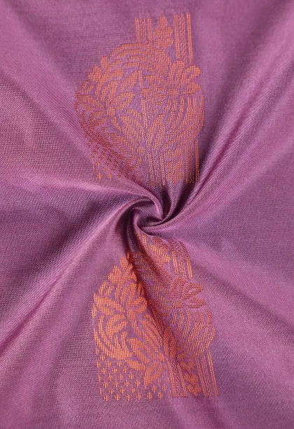 Periwinkle Purple Soft Silk Saree with Copper Zari Flower Mottif