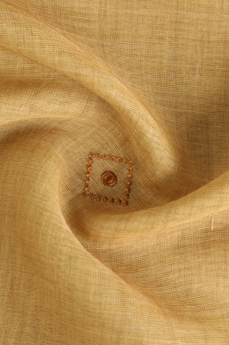 Sandollar Yellow Tissue Silk Sarees with Gold Zari Geometric Shapes view 4