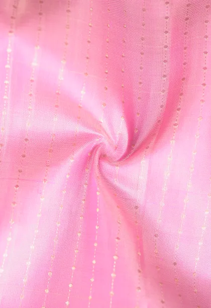 Blush Pink Kanchipuram Silk Sarees with Gold And Silver Zari Stripes
