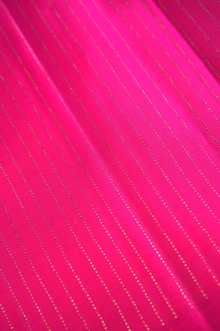 Magenta Pink Kanchipuram Silk Sarees with Gold And Silver Zari Neckless Pattern view 3