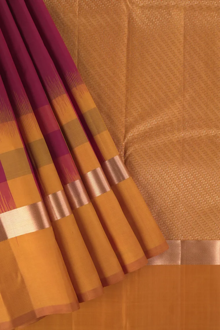 Berry Red Soft Silk Saree with Gold Zari Plain