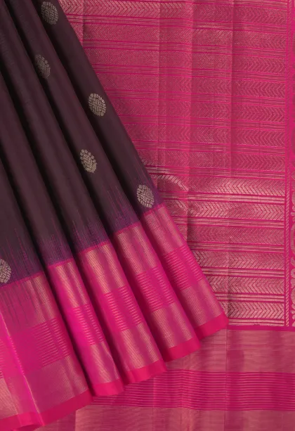 Sangria Red Soft Silk Saree with Gold Zari Buttis (small Dots Or Motifs)