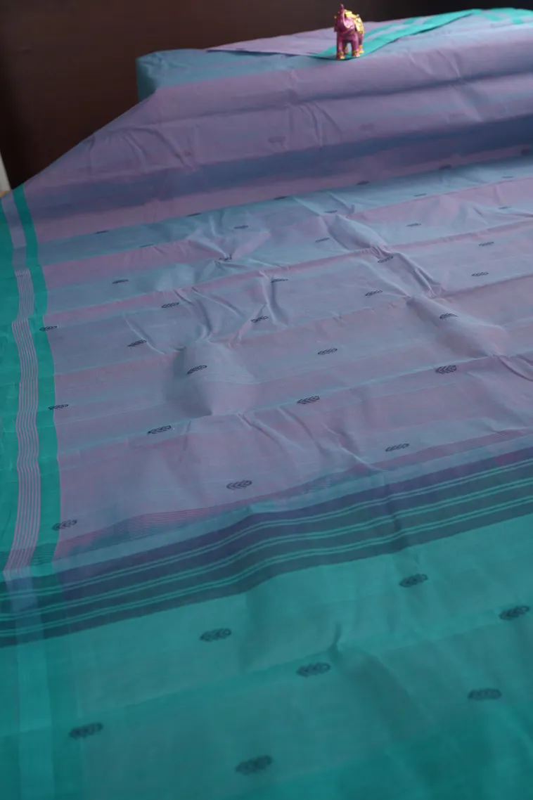 Periwinkle Purple Kanchi Cotton Sarees Without Zari With Buttis (small Dots Or Motifs) view 2