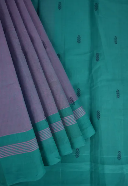 Periwinkle Purple Kanchi Cotton Sarees Without Zari With Buttis (small Dots Or Motifs)