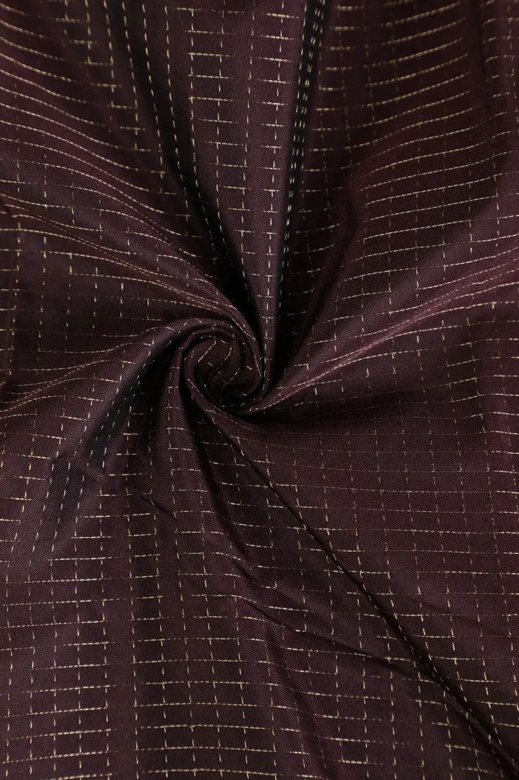 Coffee Brown Arani Silk Sarees with Gold Zari Small Checks Pattern view 4