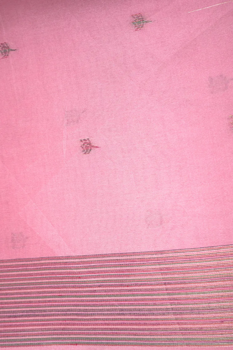 Lemonade Pink Tussar Saree with Antic Zari Floral Patterns view 3
