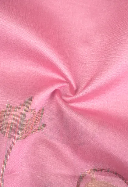 Lemonade Pink Tussar Saree with Antic Zari Floral Patterns
