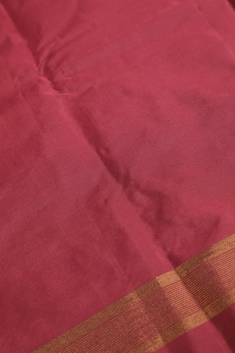 Mauve Purple Arani Silk Sarees with Gold Zari Stripes view 3