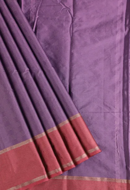 Mauve Purple Arani Silk Sarees with Gold Zari Stripes