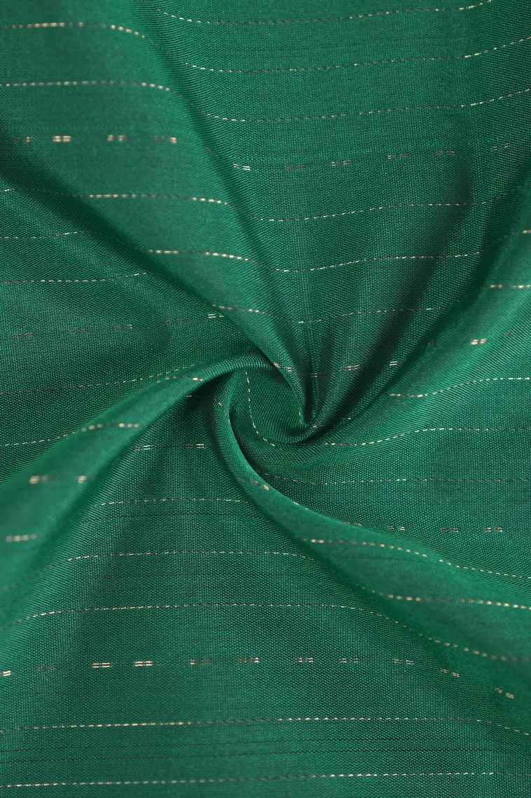 Peacock Green Arani Silk Sarees with Gold Zari Cross Stripes view 4