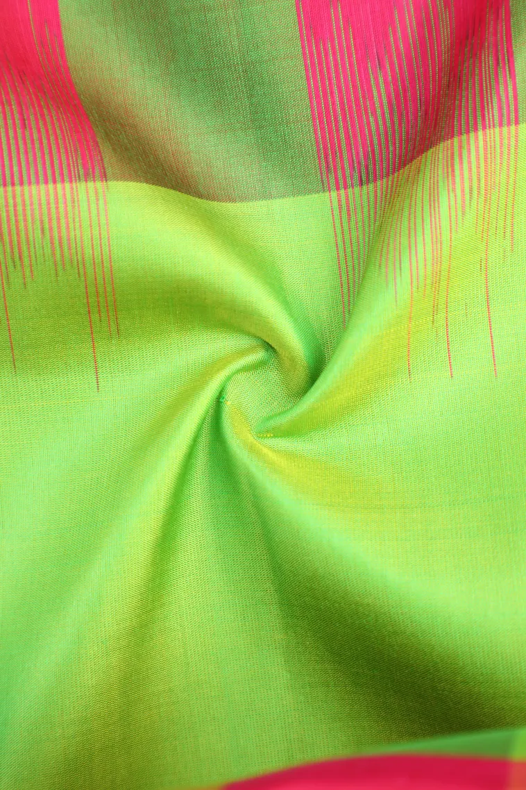 Parakeet Green Soft Silk Saree with Gold Zari Plain view 4