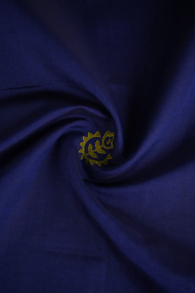 Indigo Blue Poly Cotton Sarees Without Zari With Buttis (small Dots Or Motifs) view 4