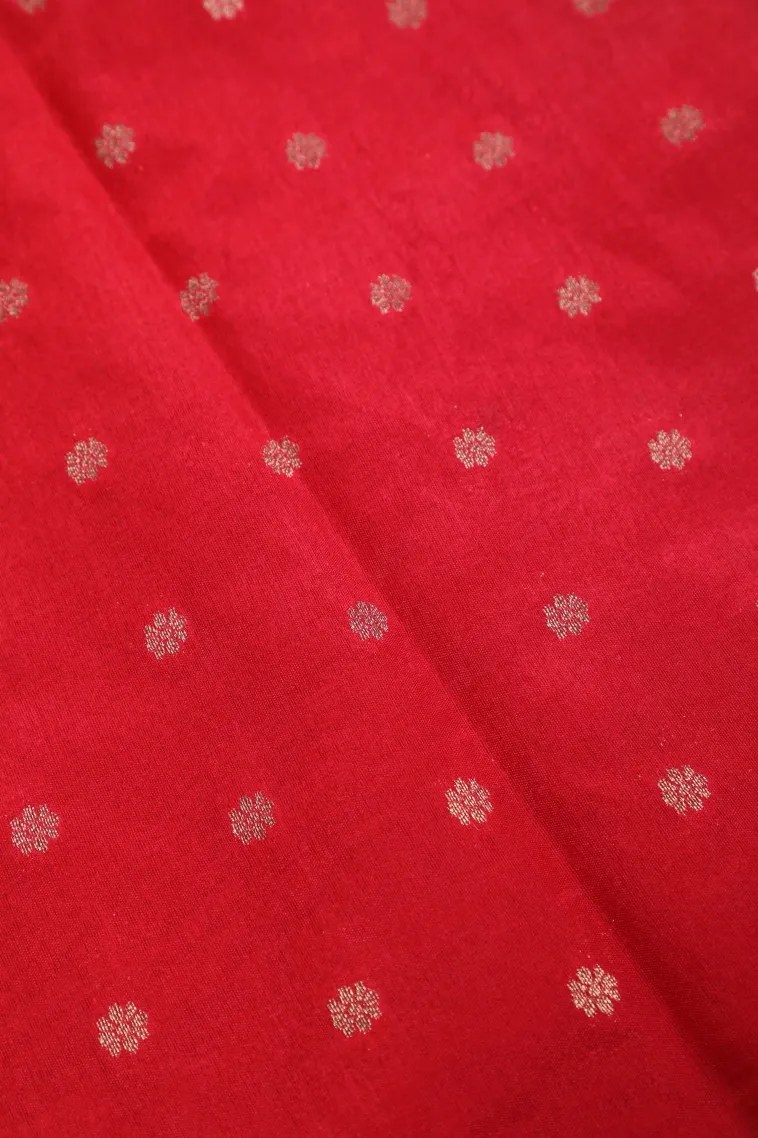 Asphalt Black Semi Raw Silk Printed with Gold Zari Buttis (small Dots Or Motifs) view 3