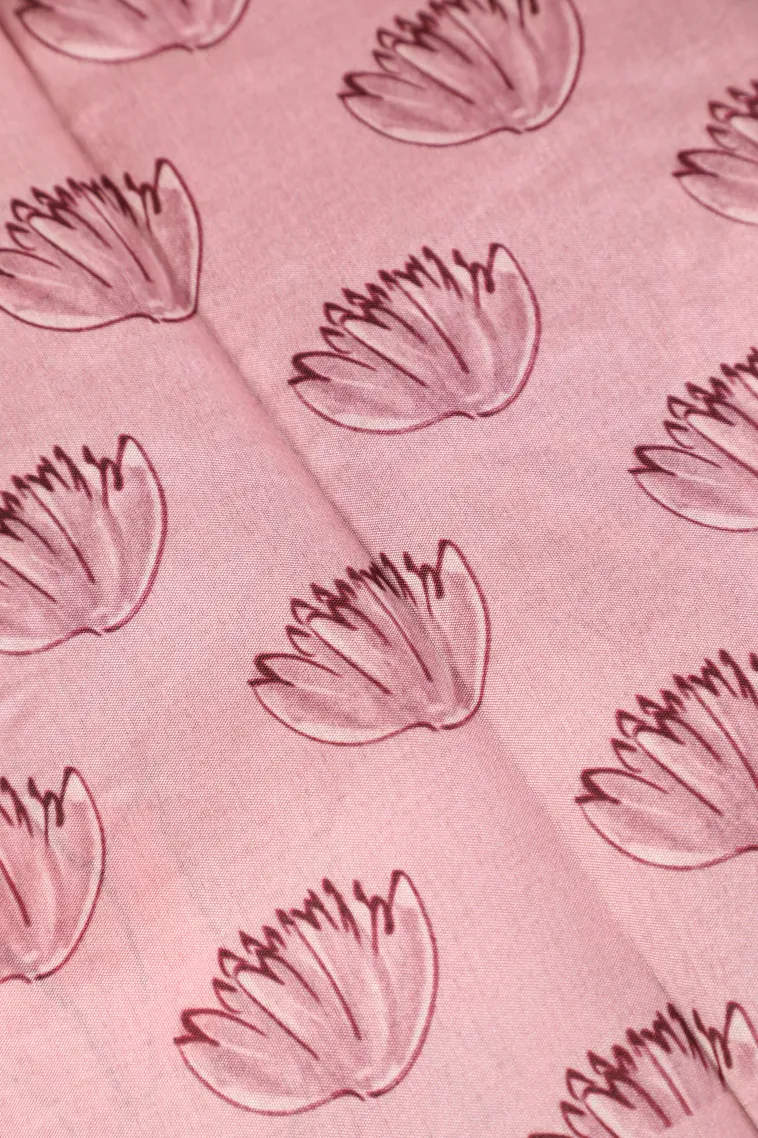 Punch Pink Semi Tussar Silk with Thread Zari Floral Patterns view 3
