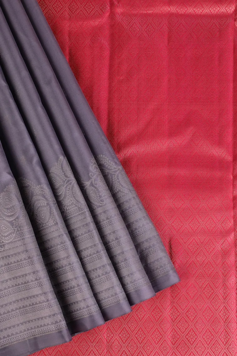 Heather Purple Soft Silk Saree with Silver Zari Buttis (small Dots Or Motifs)