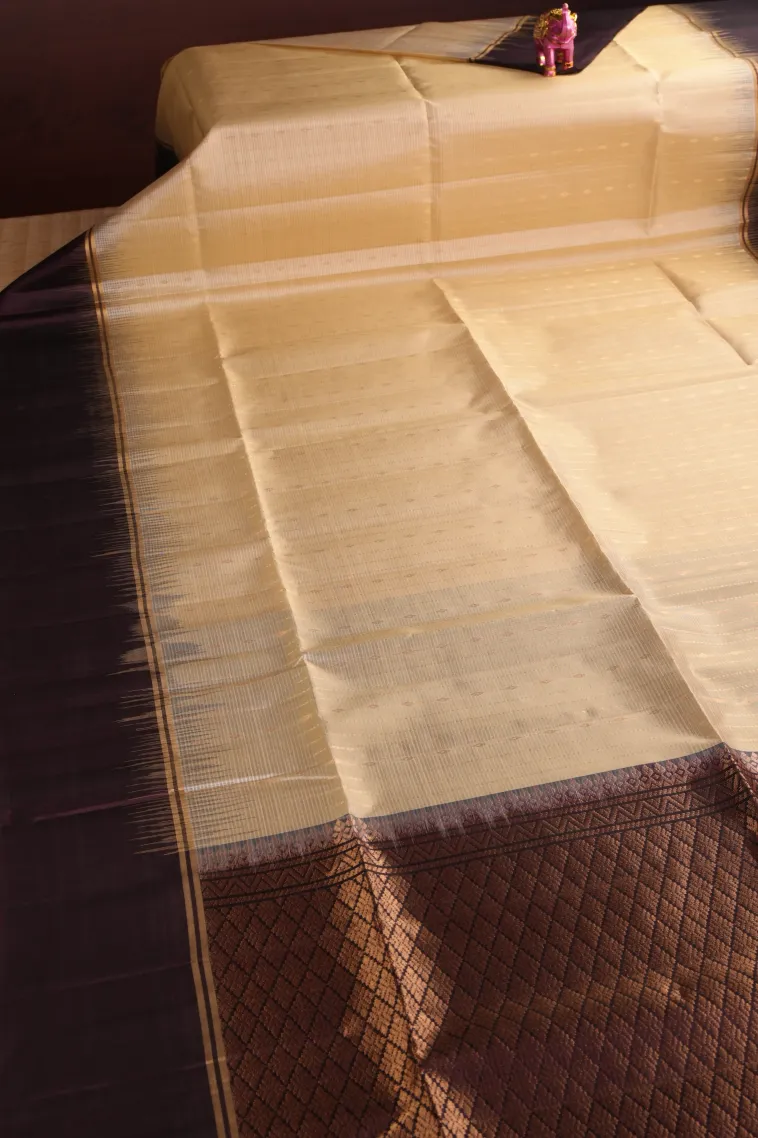 Vanilla Custard Yellow Soft Silk Saree with Gold Zari Stripes view 2