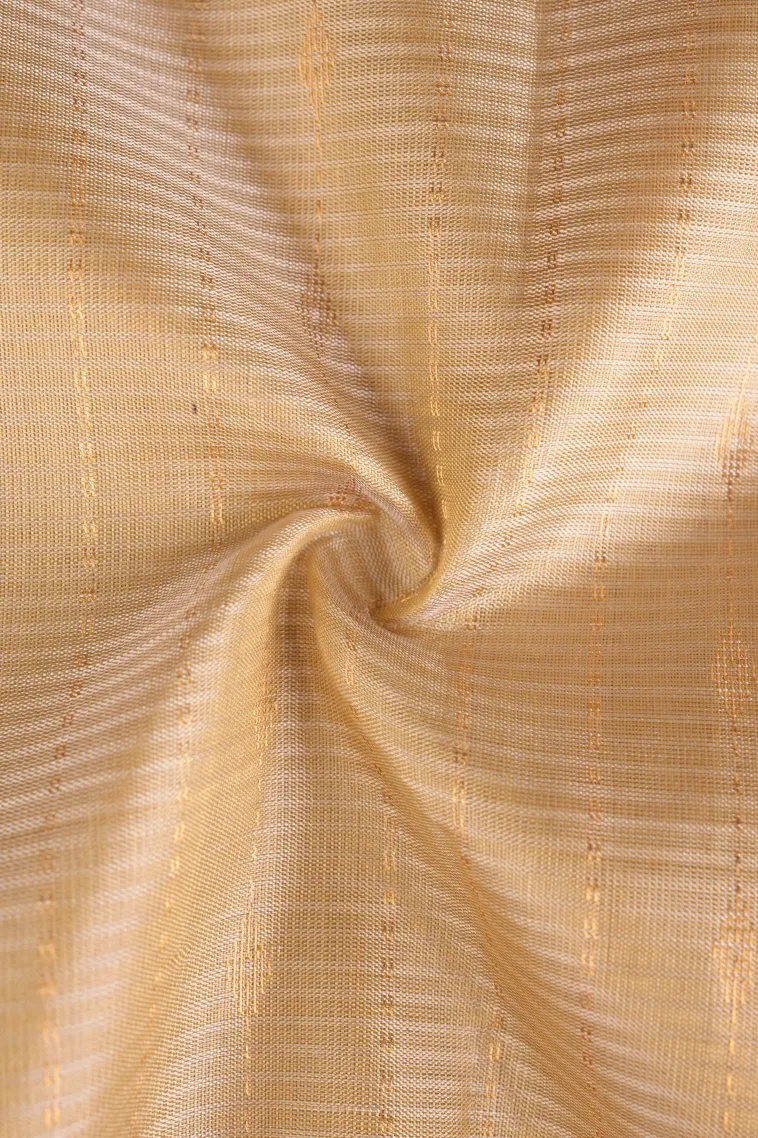 Vanilla Custard Yellow Soft Silk Saree with Gold Zari Stripes view 4