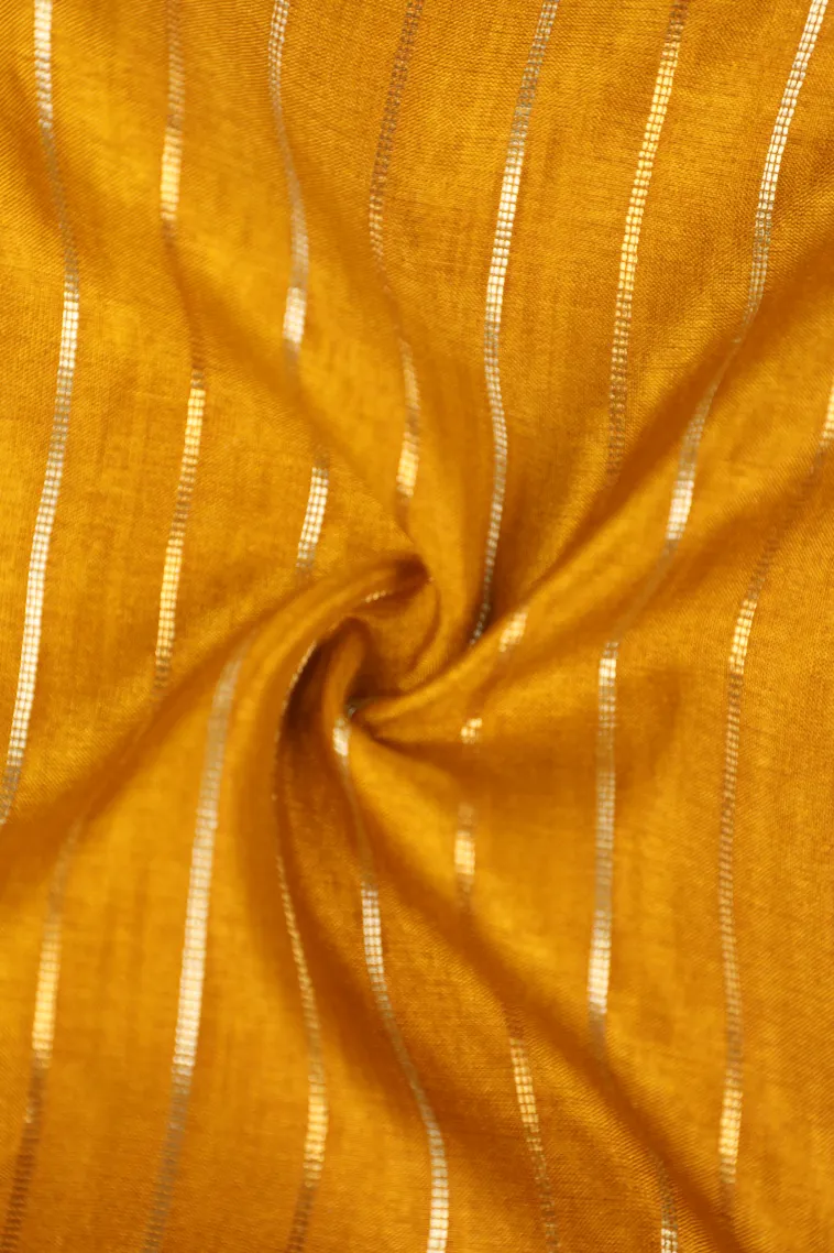 Gold Banaras Sarees with Gold And Silver Zari Stripes view 4