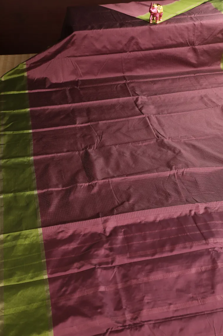 Grape Purple Arani Silk Sarees with Gold Zari Small Checks Pattern view 2