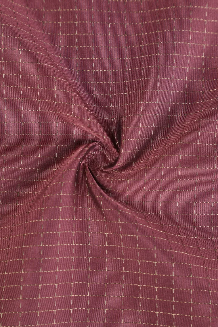 Grape Purple Arani Silk Sarees with Gold Zari Small Checks Pattern view 4