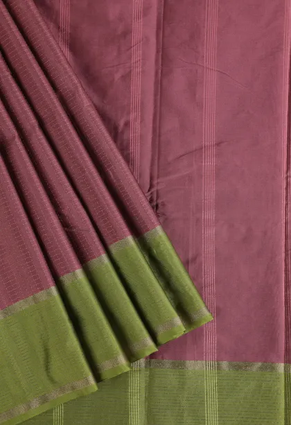 Grape Purple Arani Silk Sarees with Gold Zari Small Checks Pattern