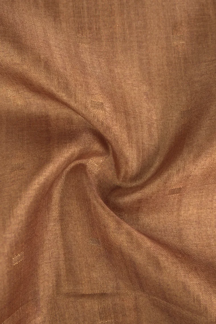 Peanut Brown Tussar Saree with Gold Zari Buttis (small Dots Or Motifs) view 4