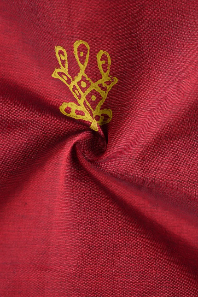 Apple Red Poly Cotton Sarees Without Zari With Rangoli Pattren view 4