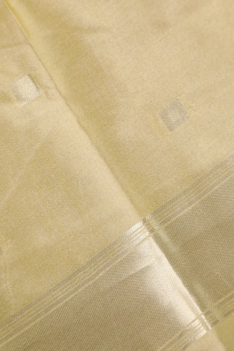 Sage Green Jute Sarees with Bronze Zari Geometric Shapes view 3
